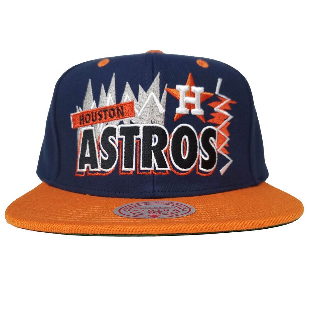 Houston Astros Mitchell & Ness MLB Snapback Hat Cap Buzz Artwork Navy NWT